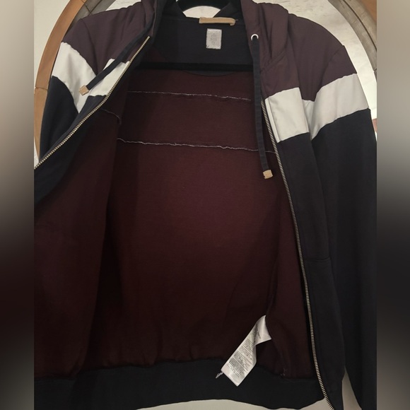 Eleventy Milano Loro Piana Sport Fabric Paneled Retro Track Jacket Hoodie Small - Picture 7 of 8